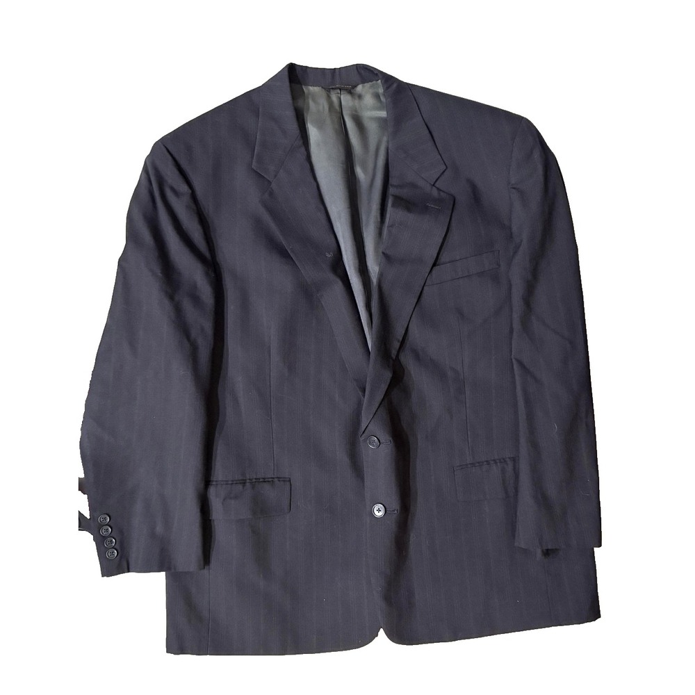 Austin Reed Blazer Mens L Vintage 80s Navy Pinstripe Wool‎